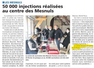 Article Centre Vaccination COVID-19 Les Mesnuls (Yvelines) 78490